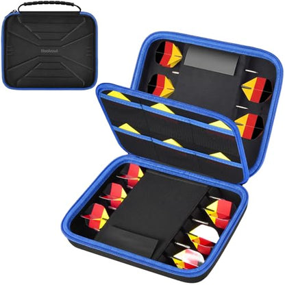 Boobowl Hard Dart Case for Steel and Soft Tip Darts, Holds 12 Darts | Hard EVA Case With 12 Dart Slots, 6 Mesh Pockets And Zipper Storage For Flights, Tips And Shafts; Case Only - Blue - size: Holds for 12 pcs Blue