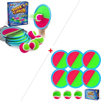 Ayeboovi Toss and Catch Ball Set Outdoor Games for Kids Toys Yard Games Beach Pool Toys with 10 Paddles 7 Balls for 3 4 5 6 7 8 + Year Old Boys Girls Toys Gifts