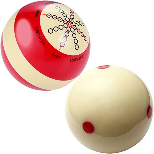 6 Red Dot & Red Cue Ball, AAA-Grade PRO Billiard Practice Training Que Ball - 2 1/4"