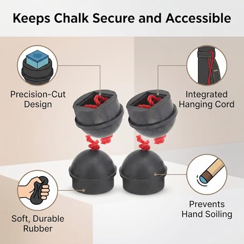 4pcs Cue Chalk Holder, Rubber Chocolate Powder Accessory Pocket Billiard Pool Chalk Holders with String for Pool Cue Stick(Black)