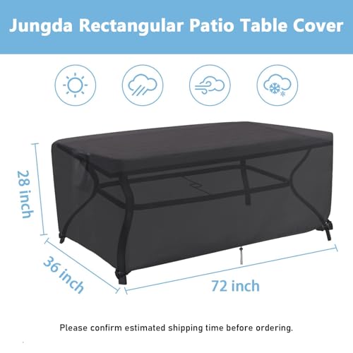 Outdoor Dining Table Cover, 72 Inch Rectangle Patio Dining Table Covers, Waterproof Outside Table Cover Furniture Covers - 72 X 36 X 28 Inch - size: 72"L x 36"W x 28"H