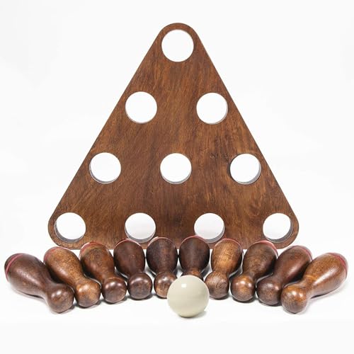 10 Pieces Shuffleboard Bowling Pins Mini Bowling Pins Tabletop Bowling Game Solid Wood Portable Set Suitable for Indoor Outdoor Games