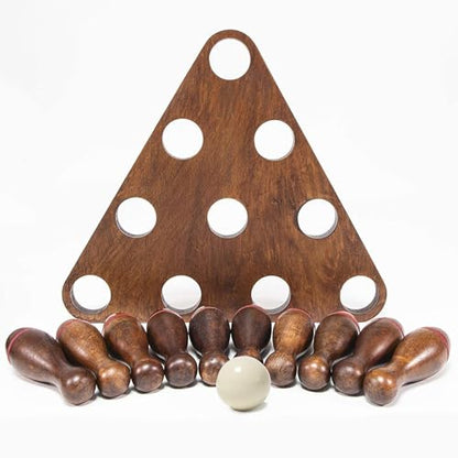 10 Pieces Shuffleboard Bowling Pins Mini Bowling Pins Tabletop Bowling Game Solid Wood Portable Set Suitable for Indoor Outdoor Games