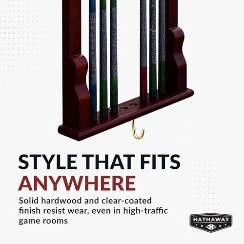 Hathaway Vintage Wall Billiard Pool Cue Rack