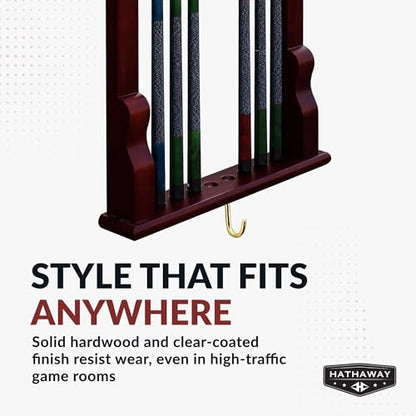 Hathaway Vintage Wall Billiard Pool Cue Rack