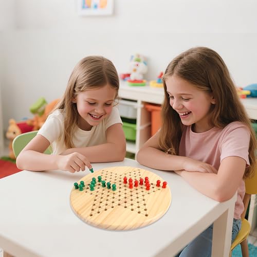 Gothink Chinese Checkers Board Game Toy for Adults Seniors Kids, 11.5 inches Classic Wooden Checkers Game Set, 66 Wooden Pegs in 6 Bright Colors, Fun Family Board Games for All Ages
