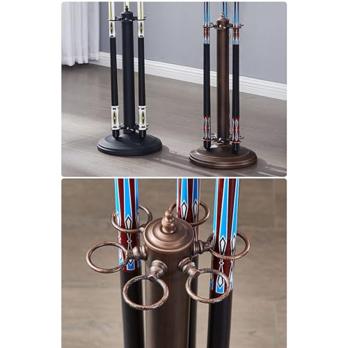 Billiard Cue Rack Pool Stick Holder Billiard Cue Rack Holds Sticks Floor Stand Rack, Premium Holder, (Cues, Balls and Ball not Included) Accessories for Games Bar Club -Bronze||6 Holes - color: Bronze