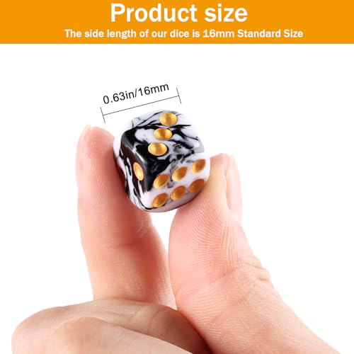 24 of Pack 16MM 6 Sided Dice Set,Two Colours D6 Game Dice Set, 6 Sided Standard Dices for Yahtzee, Bunco or Teaching Math,with Portable Dice Pouch(Black and White) - color: 16mm Black-white