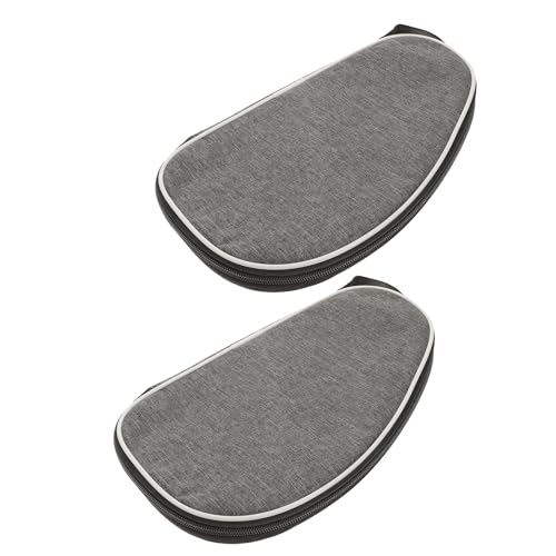 Ciieeo 2pcs Table Tennis Racket Storage Bag with Paddle Cover and Ball Holder, Portable Grey Shell Case for Ping Pong Paddle Protection and Sports Travel Organizer