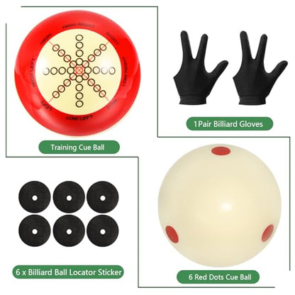 Billiard Training Cue Ball with Dots Practice Cue Ball, 2Pcs Standard Size 2-1/4" Pool Table Balls with Billiard Table Accessories for Beginner