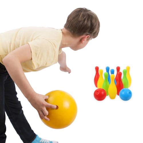 Toyvian Bowling Set 10 Color Bowling Pins 2 Bowling Ball Bowling Educational Game for Indoor and Outdoor(1.5Inch×4.3Inch,Small)
