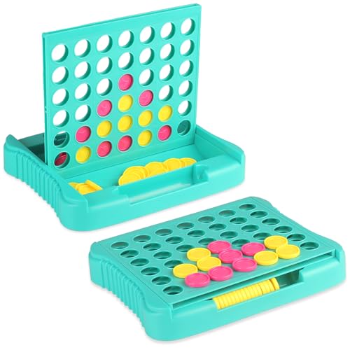 4 in a Row Connect Game, Travel Board Games for Kids Adults, Get 4 in a Row to Win - 9 x 7.4 inches (Green) - color: Green