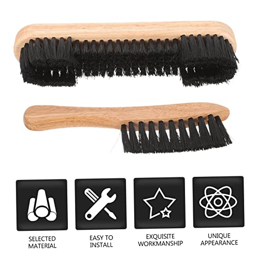 BESTonZON Pool Table Necessity 2pcs Wooden Billiards Brush Set Billiards Cleaning Brush for Table Rail Dust Sweeper Accessories