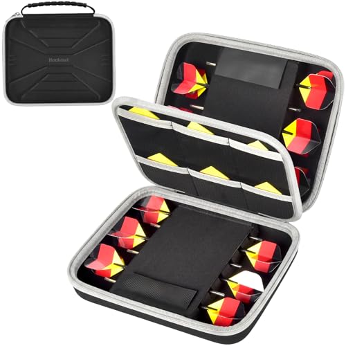 Boobowl Hard Dart Case for Steel and Soft Tip Darts, Holds 12 Darts | Hard EVA Case With 12 Dart Slots, 6 Mesh Pockets And Zipper Storage For Flights, Tips And Shafts; Case Only - Blue - size: Holds for 12pcs Grey