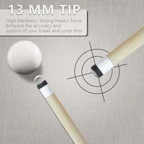HomeSeason 58" Pool Cue Stick 19.5oz Cue Sticks Professional Low Deflection Billiard Pool Sticks 13mm Tip with Leather Bag for Home Bar Adults Pro Player - color: 19.5oz-(Black & White)
