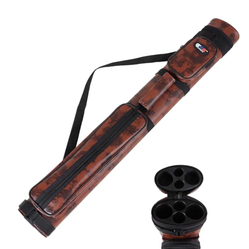 GSE Games & Sports Expert 2x2 Deluxe Hard Billiard Pool Cue Stick Carrying Case, Billiard Cue Case, Billiards Accessories (Several Colors Available) - color: Oval - Brown
