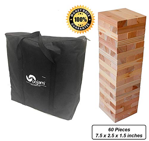 Oojami Giant Timbers Tower: Classic Outdoor Family Fun Stacking Game, 2 Feet Tall and can Grow to Over 5 Feet While Playing