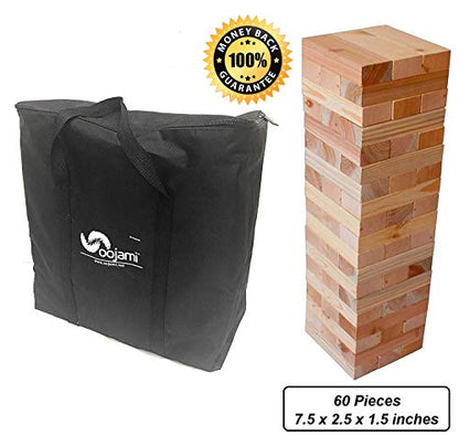 Oojami Giant Timbers Tower: Classic Outdoor Family Fun Stacking Game, 2 Feet Tall and can Grow to Over 5 Feet While Playing