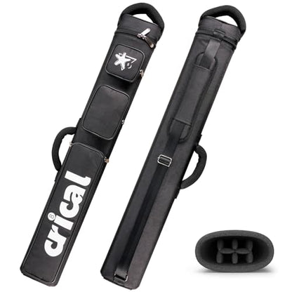 CRICAL Pool Cue Case 2x4 Hard Pool Stick Case Holds 2 Butts and 4 Shafts for Adults Billiard Cue Case with Soft Shoulder Straps - color: Black