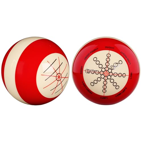 Billiard Training Cue Ball, Double Sided Professional Snooker Pool Spin Control Practice, 2.25 in (5.72 cm) Phenolic Resin Aiming Aid for Shot Accuracy and English