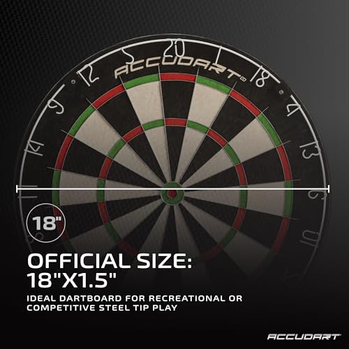 Accudart Edge Bristle Dartboard – Premium Brazilian Sisal, Razor‑Thin Spider, Rotating Metal Number Ring, Increased Playing Area, Super Thin Bullseye – Ideal for Steel‑Tip Darts