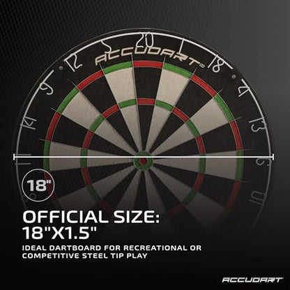 Accudart Edge Bristle Dartboard – Premium Brazilian Sisal, Razor‑Thin Spider, Rotating Metal Number Ring, Increased Playing Area, Super Thin Bullseye – Ideal for Steel‑Tip Darts