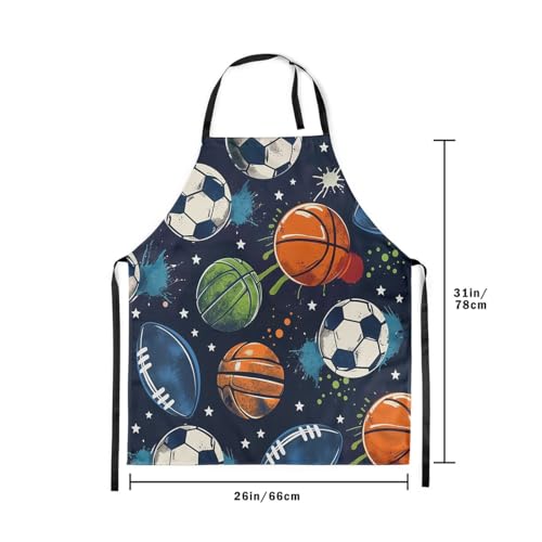 Manfei Ball Sports Kids Kitchen Apron - color: Orange Dark Blue