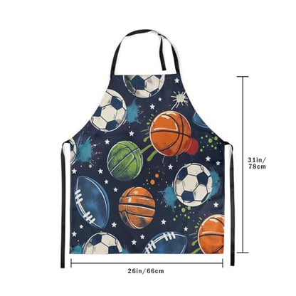 Manfei Ball Sports Kids Kitchen Apron - color: Orange Dark Blue