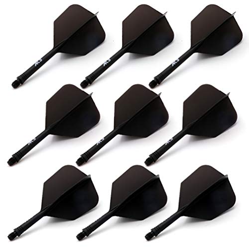CUESOUL 3 Sets Integrated Dart Shaft and Flights,Dart Shaft Length 21mm/28mm/33mm - color: Shaft Length 21mm+28mm+33mm-Big Wing Shape-All Black