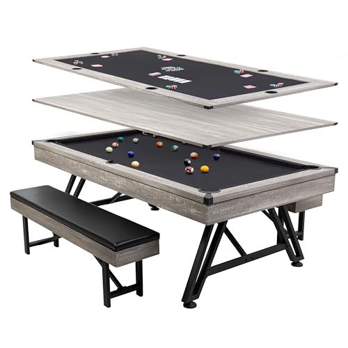 American Legend Billiard Table with Rustic Wood Finish - color: Grey