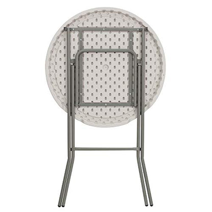Flash Furniture Kathryn 31.5" Round All-Occasion Folding Bar Height Table for Parties and Commercial Events, Plastic Bar Height Folding Table, White