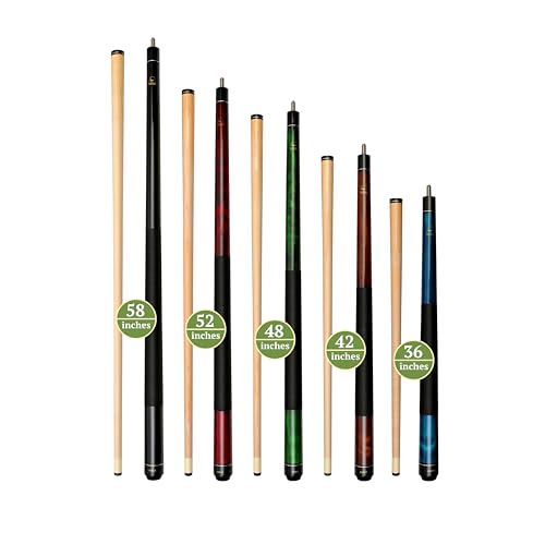 ASKA Short Pool Cue Sets, Canadian Maple Billiard Cue Sticks, 13mm Tip, 5/16x18 Joint, Multi-Set Options for Home & Game Rooms - style: Set of 5 Cues, LS5
