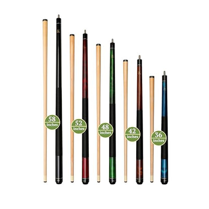 ASKA Short Pool Cue Sets, Canadian Maple Billiard Cue Sticks, 13mm Tip, 5/16x18 Joint, Multi-Set Options for Home & Game Rooms - style: Set of 5 Cues, LS5