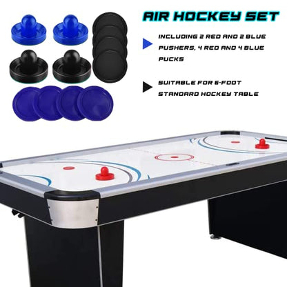 Air Hockey Pushers and Pucks - Air Hockey Paddles and Goal Handles Replacement Accessories for Game Tables (4 Pushers, 8 Pucks) - color: Blue&Black
