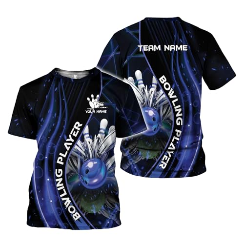 Rivelus Personalized Name Bowling Shirts for Men and Women 3D, Bowling Shirts for Team Bowling, Bowling Shirts Gift - color: Blm33