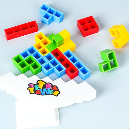 ALKISTA 32 Pcs Tetra Tower Balance Stacking Blocks Game, Board Games for 2 Players+ Family Games, Parties, Travel, Kids & Adults Team Building Blocks Toy