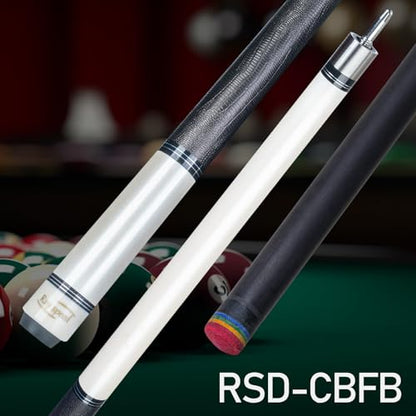 Carbon Fiber Pool Cue Stick 12.5mm Rainbow Tip Low Deflection Pool Stick with Uni-loc Pin Joint and Extension Pool Stick-20 oz - color: White-Pro