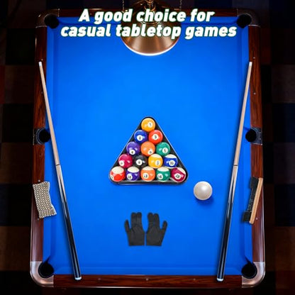 Pool Table Accessories - Pool Balls Billiard Set - Including Billiard Balls, Triangle Rack, Cues, Tips, Stickers, Table Cloth, Brush & Cleaner for Home Family Beginner Practice
