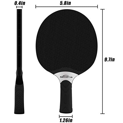 Senston Table Tennis Rackets Set, Professional Table Tennis Racket with 3 Balls, Composite Rubber Ping Pong Paddle Set - color: Black & Net