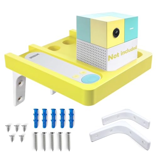 Wall-Mounted Wooden Stand Compatible with Nex Playground Console, Fixed Shelf Holder with Screws, Easy to Install Bracket for Family Gaming Setup (Lemon Yellow) - color: Lemon Yellow