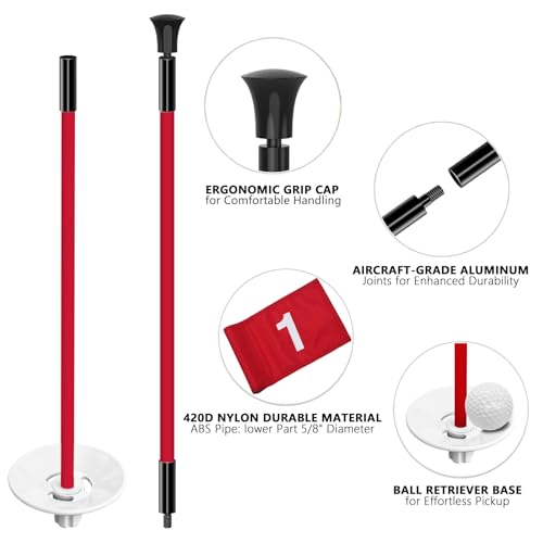 Golf Flagstick with Flag Surface - Portable Design, Ideal for Yard Practice Putting Green - color: yellow