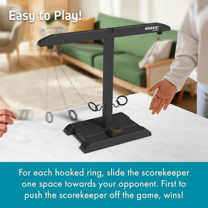 Craggy Games Hooks! CORE – Ring Toss Game for Adults with Built-in Scoring – 2 Player Hook and Ring Tabletop Game – Indoor Outdoor