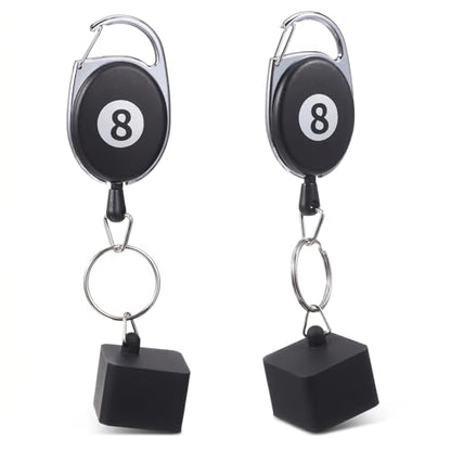 2 Pcs Billiard Chalk Holder, Retractable Cue Chalk Holder with Belt Clip - Billiards Accessories (Black & Silver, Silicone+ABS+Iron)
