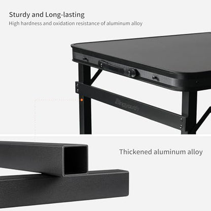 3.3FT x 2FT Folding Camping Table with Aluminum Alloy Legs, Adjustable Height Portable Outdoor Picnic Table for Camping, Travel, Parties, Kids Crafts, and Market Vendor Use - size: 3.2 ft x 2 ft × 1.97 ft H