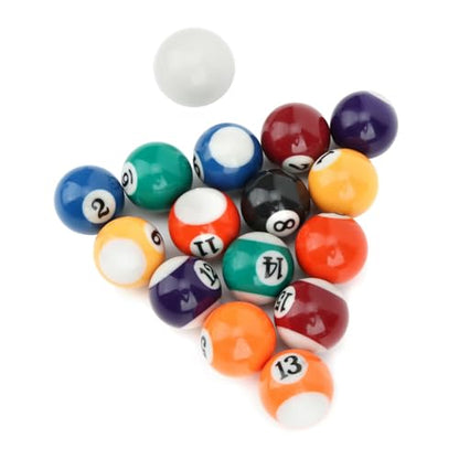Aramox Billiard Set Billiard Balls 16PCS 32MM Balanced Round Pool Balls with 15 Numbered and 1 Cue for Kids Game Room Family Play