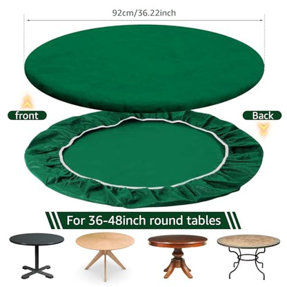 Felt Card Table Game Cover, 36 Inch Round Tablecloth Poker Table Cover Fit 36-48 Inch Game Table Topper Mat ,Elastic Card Game Table Protector Foldable Poker Table Cover Protector for Playing Cards