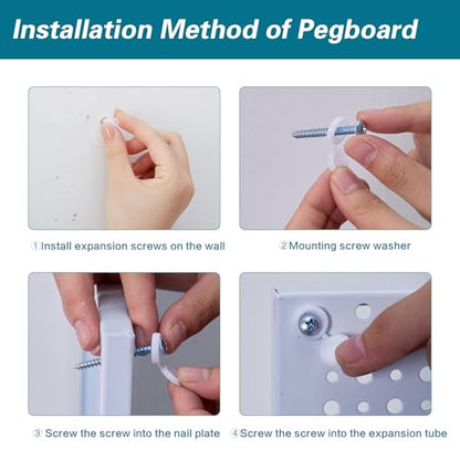 Pegboard Rack Garage Storage Steel Horizontal PegBoard Pack,Steel Pegboard Heavy Duty- 3 Pack 16-Inch X 36-Inch Metal Peg Board Tool Organization Panels (White) - color: White