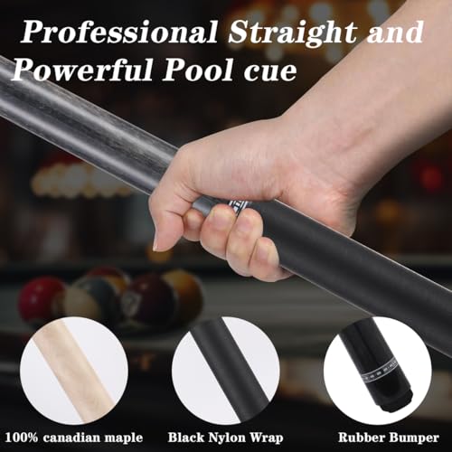 Canadian Maple Pool Cue Stick Set, 58 inch 18oz 19oz 20oz 21oz Billiard House Bar Pool Stick, 12.5mm Tip Billiard Cue for Beginner, Commercial and Home Entertainment - color: 12.5mm Grey