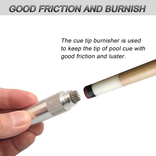 LAKE OF FIRE 3-in-1 Snooker/Pool Cue Tip Shaper with Repair Tool, Cue Tip Storage, and Billiard Chalk Holder - color: Silvery