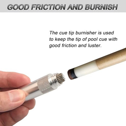 LAKE OF FIRE 3-in-1 Snooker/Pool Cue Tip Shaper with Repair Tool, Cue Tip Storage, and Billiard Chalk Holder - color: Silvery